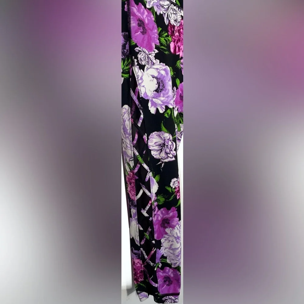 Victoria's Secret RARE Black Floral Lace-Up Leggings 7/8 in length Sz 16 - Picture 5 of 6